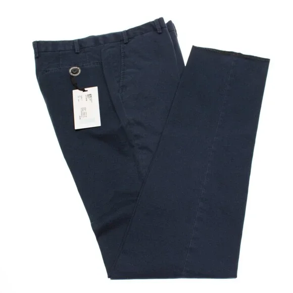 Hiltl NWT Chinos / Casual Pants Size 34 US Dayne In Solid Blue Cotton Blend
